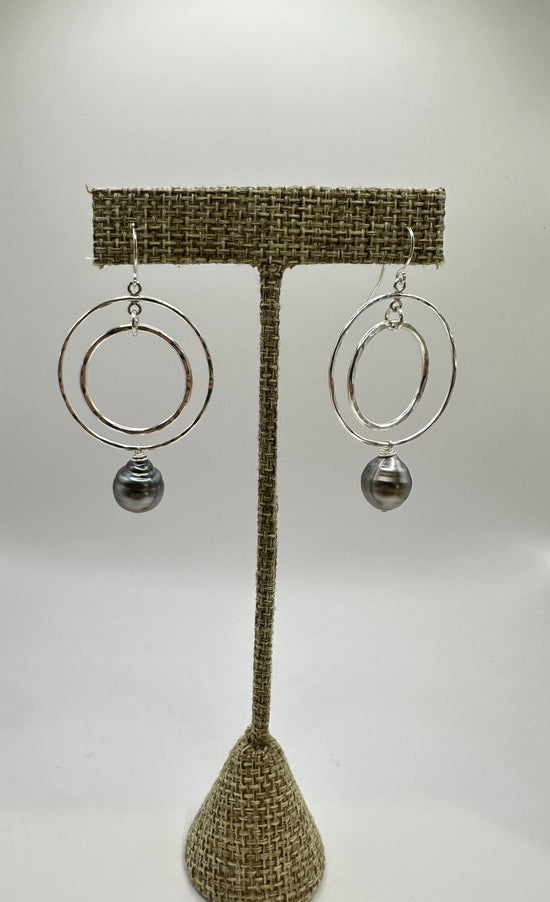 Sterling Silver Tahitian double hoop