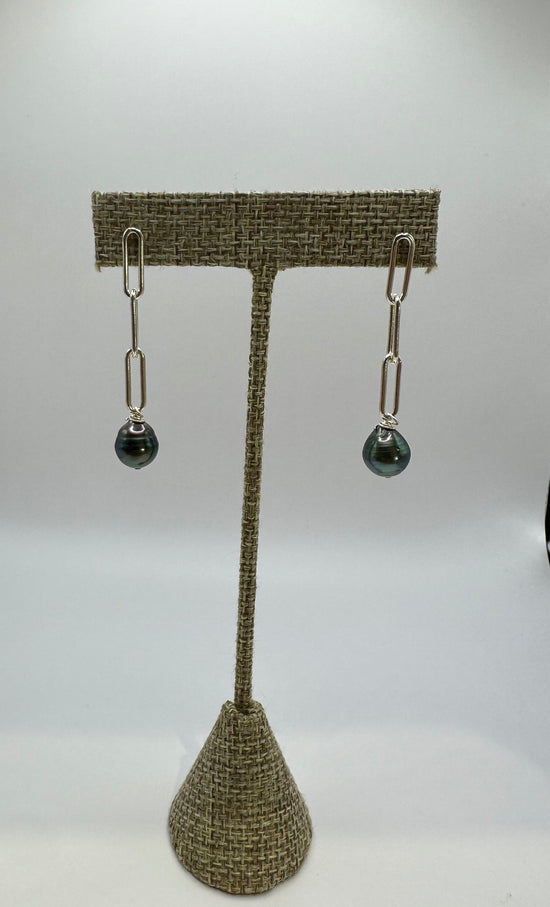 Silver Paperclip Drop Earrings